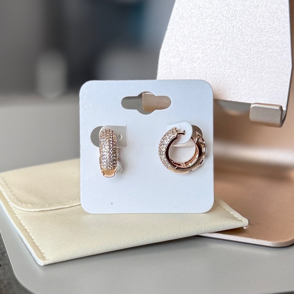 Rose Micropave Huggie Hoop Earrings
